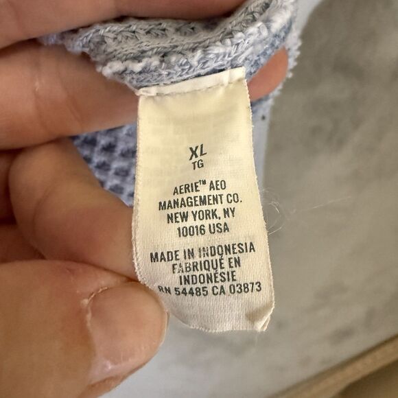 Aerie Light Blue Sweatshirt Waffle Women XL Oversized Slouchy Crewneck Cozy - Picture 7 of 9